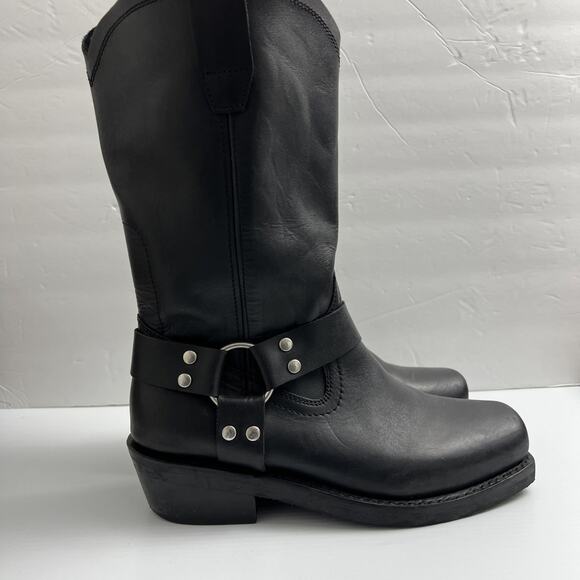 Cody James CJ9995BL Men's Black Leather 9.5 Harness Biker Motorcycle Boots - Picture 1 of 8